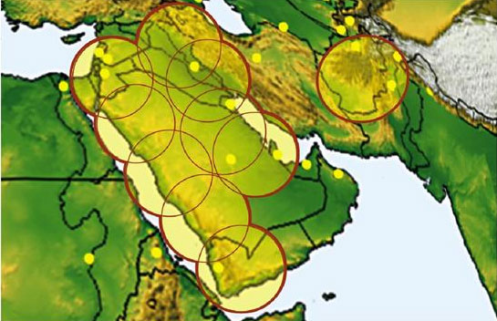 Zone de couverture (spots) en bande KA